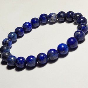 Natural Lapis Lazuli Crystal Beaded Bracelet 8mm 7 1/2" Large